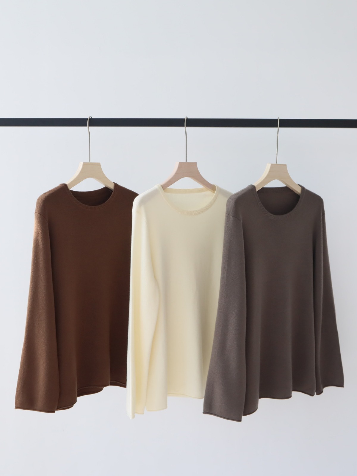 DGBB1 Autumn and Winter Merad Women's Wool Blend Knit Sweater Round Neck Long Sleeve Outer Simple Sweater Tops for Women