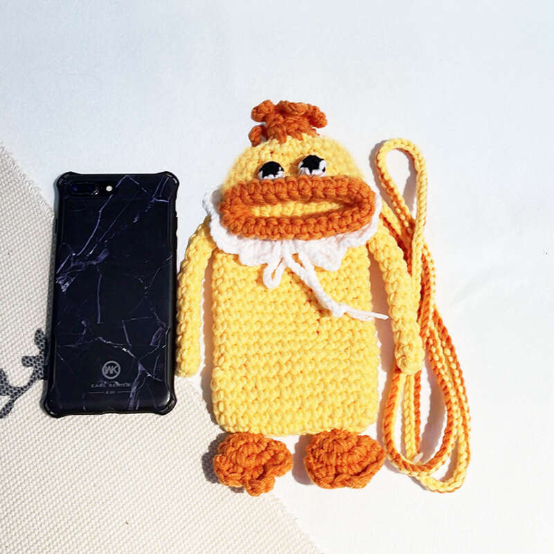 Cute quirky crossbody bag for women, autumn winter DIY handmade knitted yarn mobile phone bag, wholesale of finished products, 2024 new style, chic an