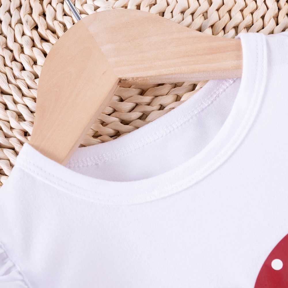 Clothing Sets Summer Girls Set Sweet Printed Clothing Cute Two Piece Love Fly Sleeve Top + Polka Dot Bow Skirt Soft and Smooth H241214