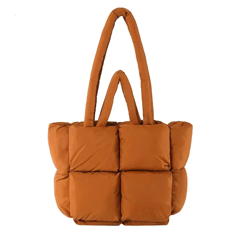 Basic Casual Down Handbag Women's Winter Large Capacity Fashionable Shoulder Bag Designer Aesthetic Solid Color Handbag Retro Wallet New Product 