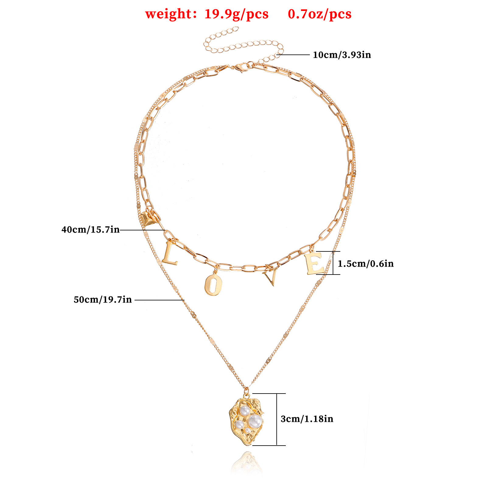Minimalist LOVE Letter Layered Necklace with Pearl Pendant - European Metal Style Jewelry 2025 New In Stainless Steel Gold Plated Pearl Leaf Pendant Y
