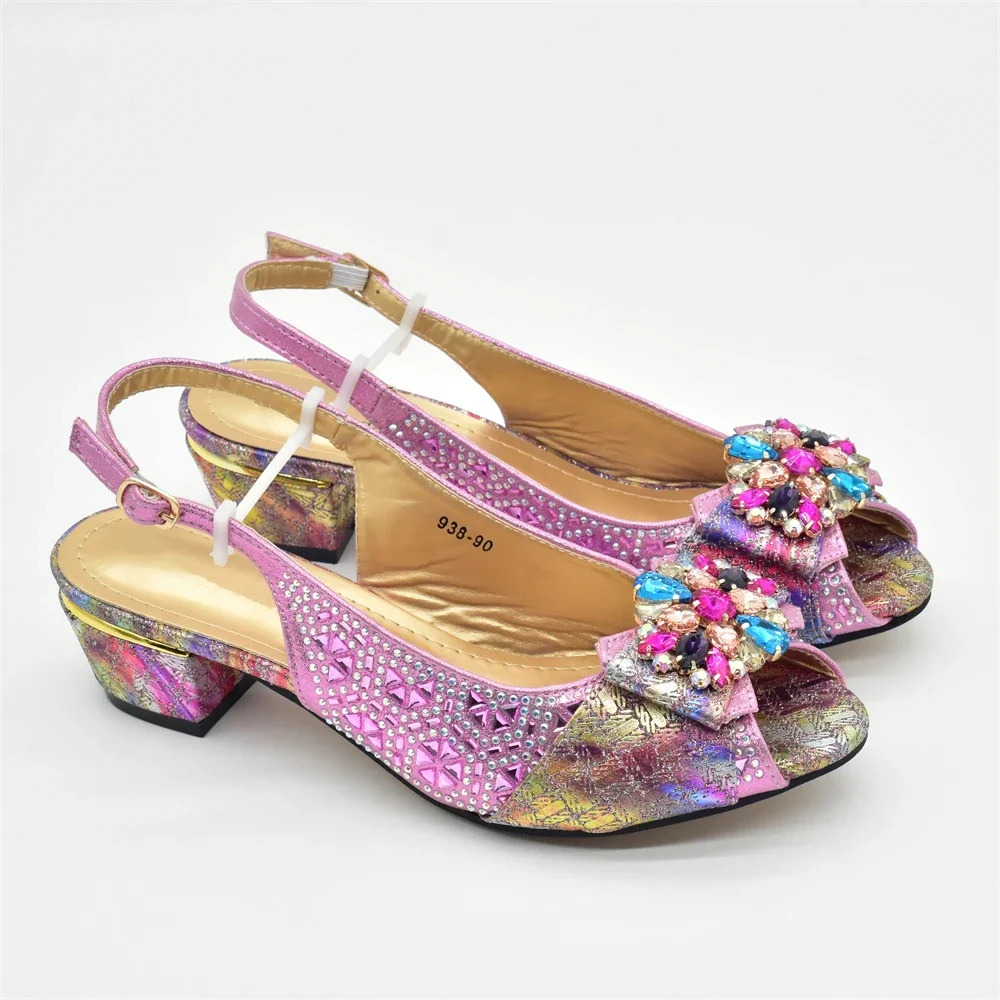 Fashion Italian Shoe Bag Set Designer 2024 African Ladies Shoes And Bags Decorated With Rhie Wedding Women Pumps