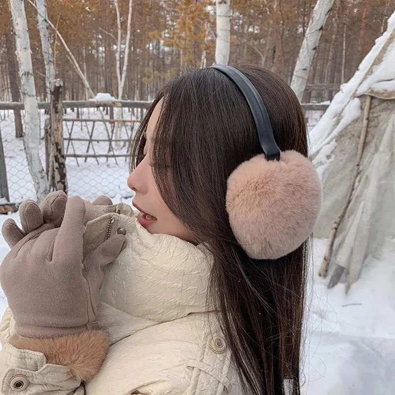 womens high-quality genuine fur ear cap for winter warmth natural Rex rabbit fur ear muffs for women fashionable and fluffy genuine Rex rabbit fur ear