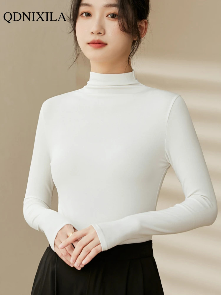 Half neck Modal Bottom Shirt for Womens Autumn and Winter Style Interior Fashion Ultra thin Black Thick Long Sleeve Top 241211