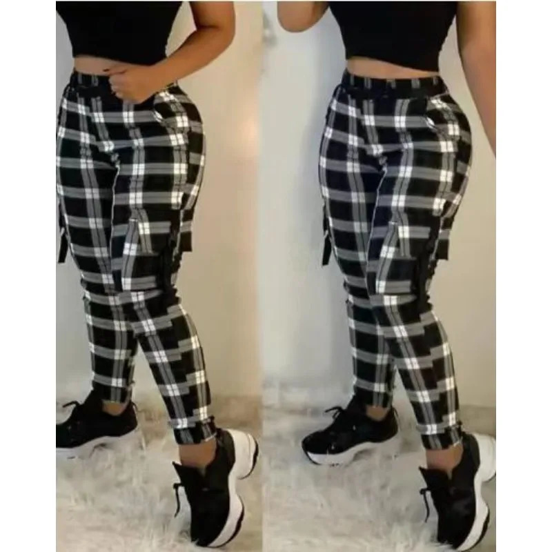Mandylandy Fashion Cargo Pants Summer Ultra Thin Fit Black Pattern Comfortable and Casual Pencil Tapered Over Trousers 241212