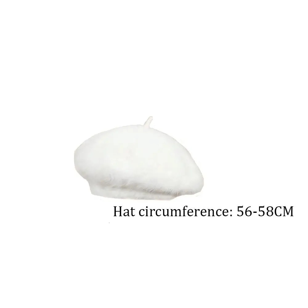 Warm plush beret flat hat solid color thick autumn and winter clothing accessories Panama warm beanie party 241210