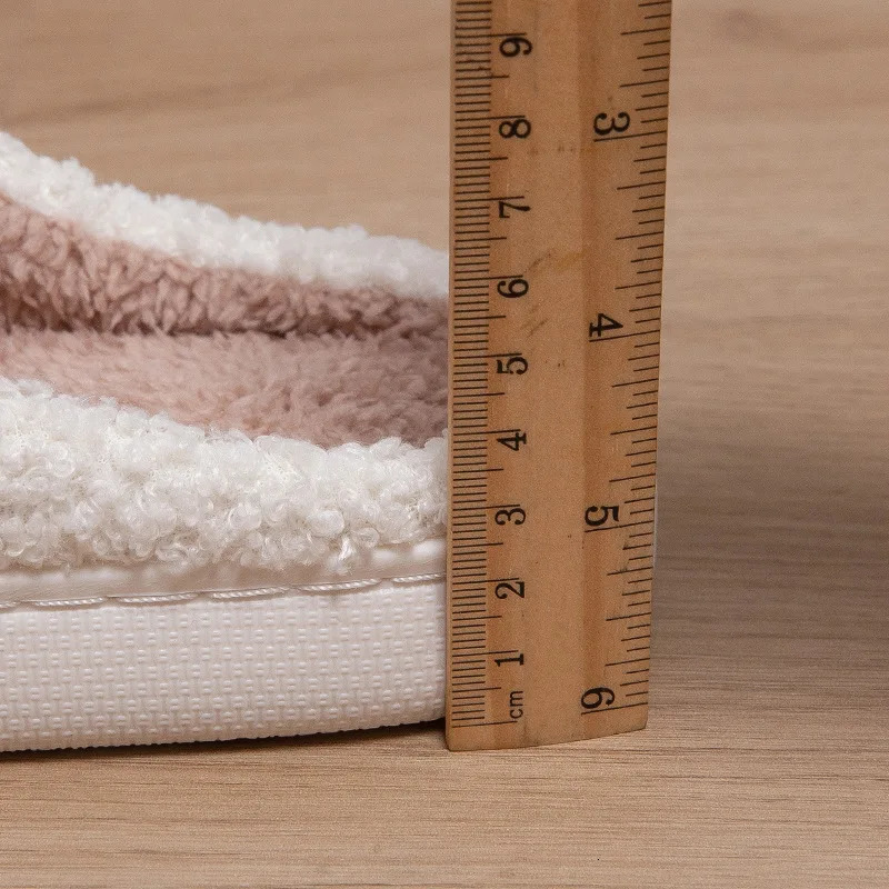 Winter Cotton Slippers Women Home Rainbow Warm Fluffy Slides Indoor House Plush Flip Flops Female Antislip Soft Shoes Wholesale 241214