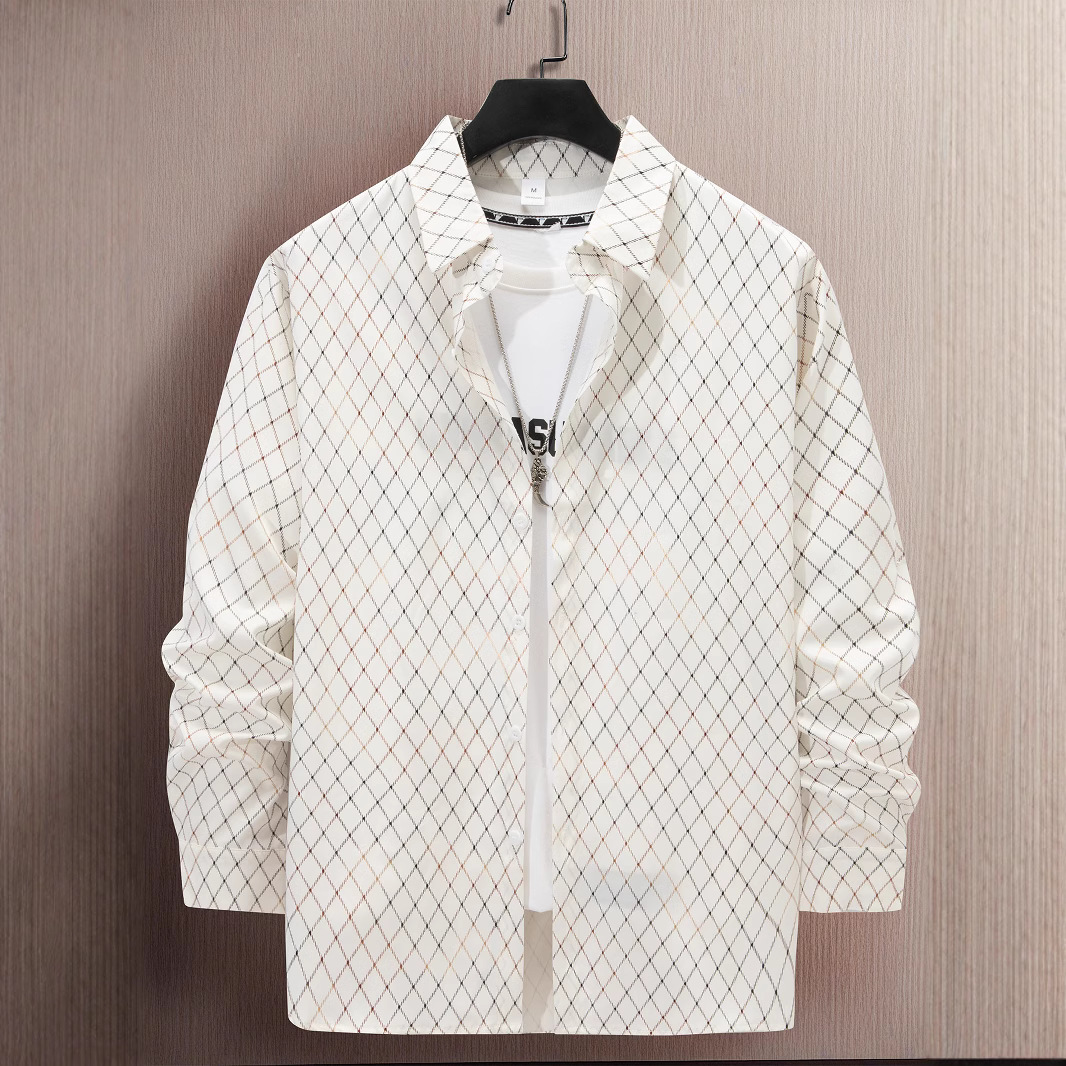 New Designer Long-sleeved Casual Cotton Plaid Shirts For Men Fashion Comfortable Tops Clothing Camisa Masculina Chemise Wholesale High Quality Shirt B