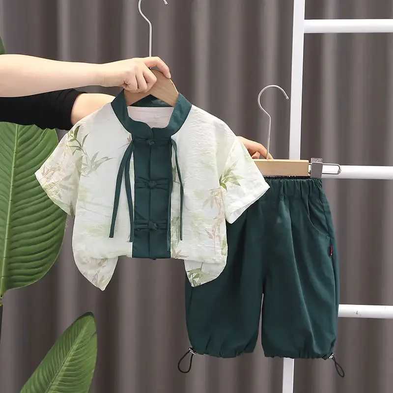Clothing Sets Summer Children Kids Girls Boys Clothes Infant Printe National Style Shirt Shorts 2pcs/Set Baby Toddler Costume 1 2 3 4 5 Ages H241214