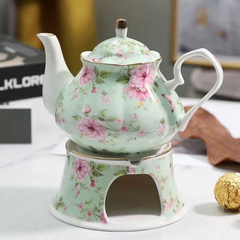 400ML English British Fine Teapot Heating Base High-Grade Porcelain Tea Warmer Teapot Set Ceramic Holding Furnace Y241214
