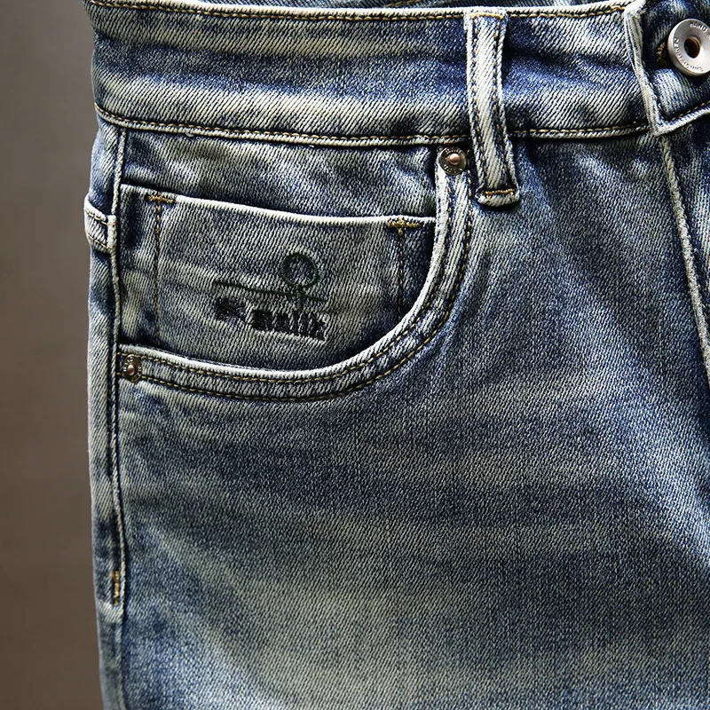Summer Mens Stretch Short Jeans Fashion Casual Slim Fit High Quality Elastic Denim Shorts Male Clothes 241211