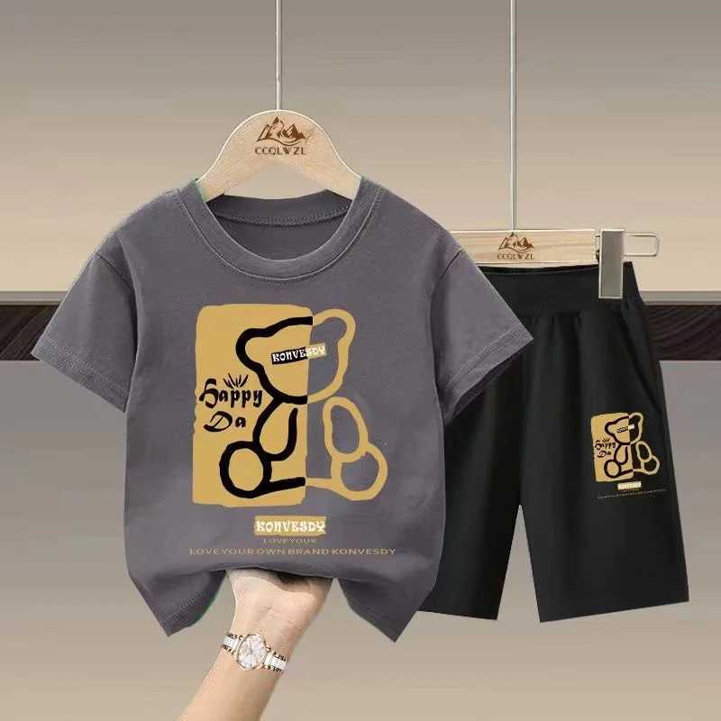Clothing Sets Summer Children Boy Clothes Cartoon Short Sleeve T-shirts and Shorts 2 Pieces Set for Baby Girls Kid Casual Top Bottom Outfits H241214