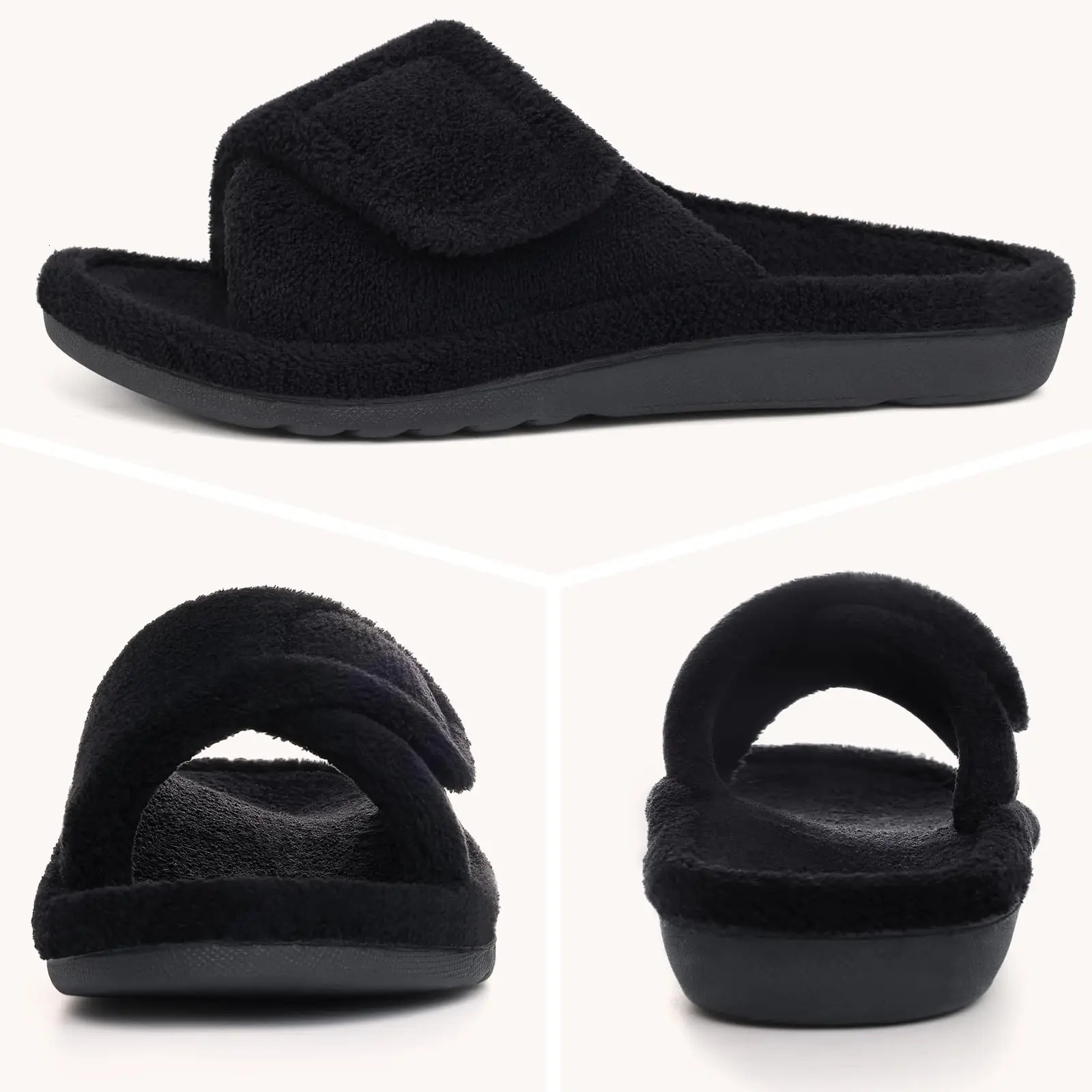 Pallene Womens Fluffy Slippers Soft Memory Foam Bedroom Slides Indoor Orthopedic Nonslip Furry Slipper Open Toe Fur Home Shoes 241214