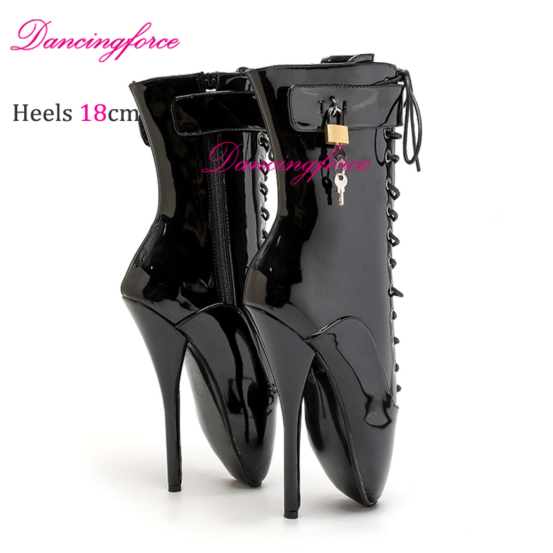 Dancingforce Eyelets Styles 18Cm/7.2Inches High Heel Extreme Fetish Goth Ballet Laceup Ankle Boots Size Eu36-46