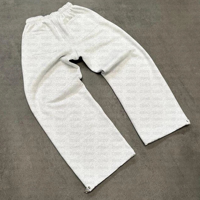 Trendy Trouser Embroidered Loose Straight Pants Mens Y2K High Street Wide led Sport Couple 241212