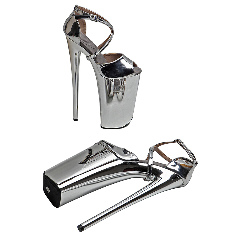 Leecabe 26Cm/10Inches Patent Upper Small Open Toe Sexy Exotic High Heel Platform Party Sandals Pole Dance Shoes