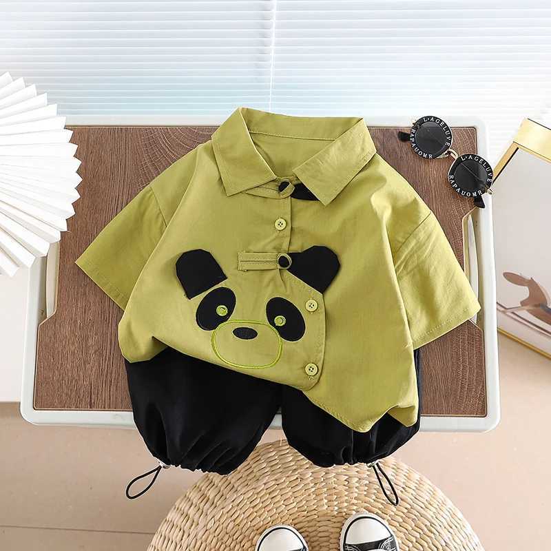 Clothing Sets Children Cotton Out Clothes Summer Baby Boys Cartoon Panda Shirt Shorts 2Pcs/Set Infant Kid Fashion Toddler Tracksuits Outwear H241214