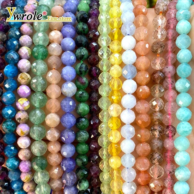 Natural stone surface circular citric acid tourmaline aquamarine loose spacing beads for jewelry making DIY bracelet charm accessories 241212