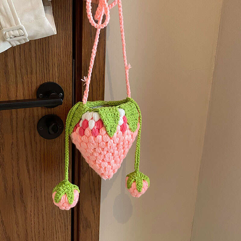 Ins crochet bag for women's trend, niche DIY handmade cute single shoulder crossbody bag, parent-child mouth red envelope, 2024 temperament versa