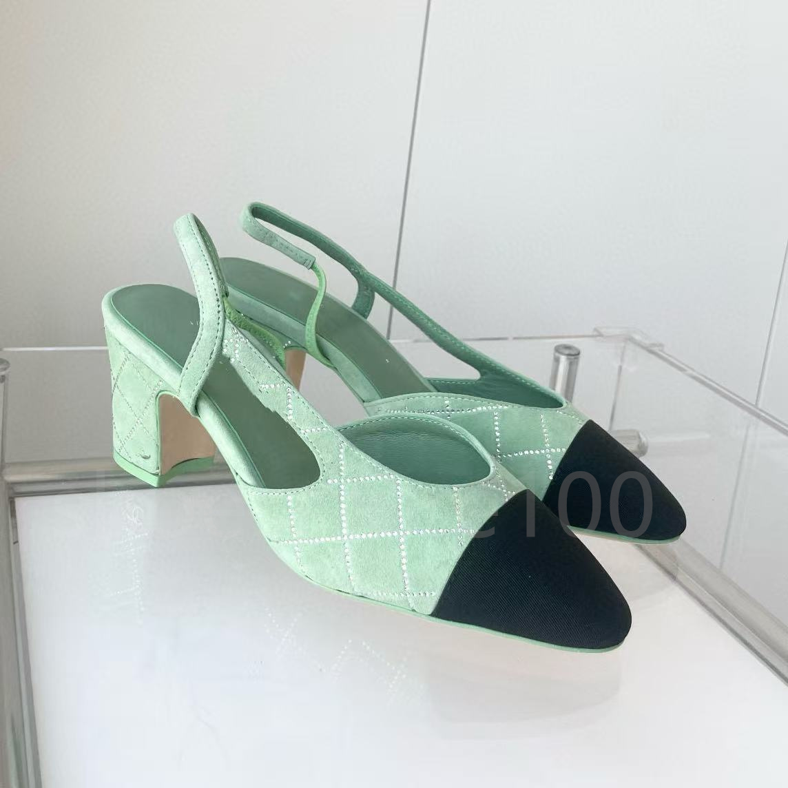 top Quality Classic leather Kitten heels Slingback thick Sandals pumps 1cm 6.5cm 9cmChunky block heels Dress shoes Women's luxury designers Sandals womens Wedding