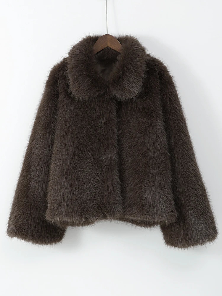 Winter Chic Thicken Warm Fluffy Fur y Coat Classic Long Sleeve Solid Color Lapel Cardigan Woman High Street Coats 241211