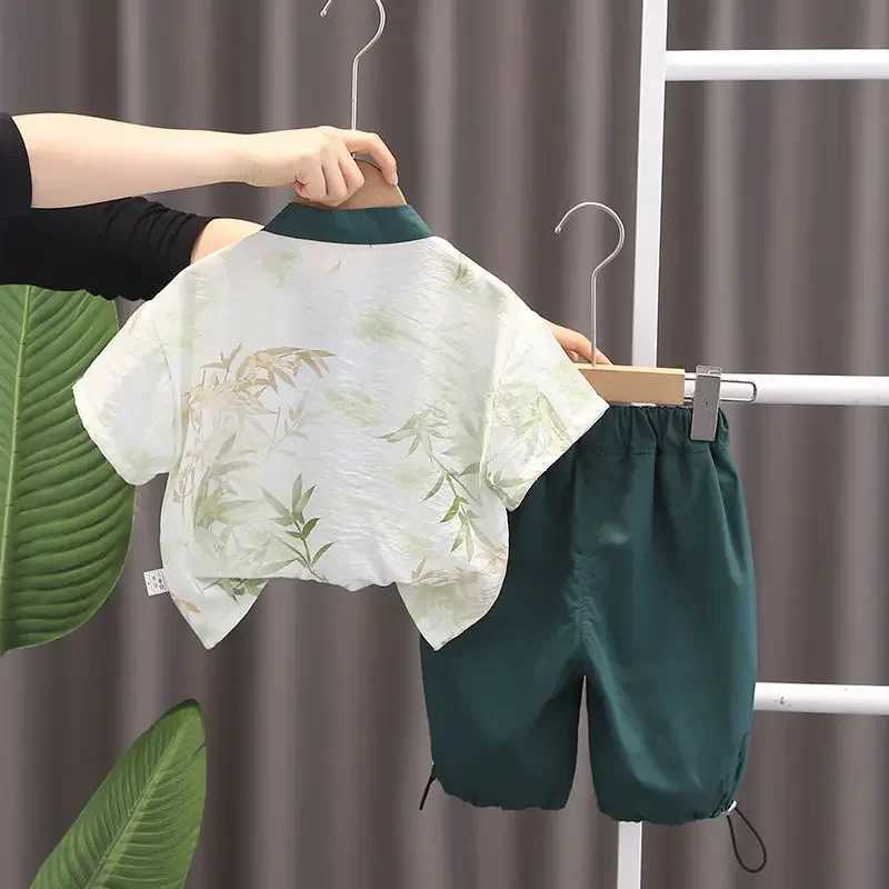Clothing Sets Summer Children Kids Girls Boys Clothes Infant Printe National Style Shirt Shorts 2pcs/Set Baby Toddler Costume 1 2 3 4 5 Ages H241214