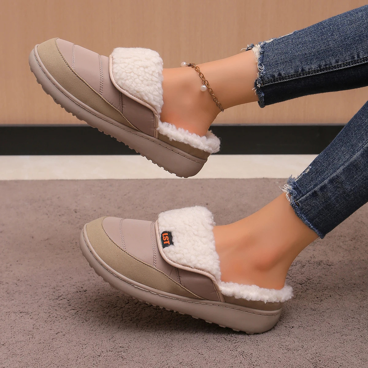 Thick fleece flip tongue n dopamine color sports slippers for men and women the same 241214