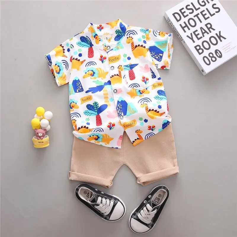 Clothing Sets New Children Casual Clothes Suit New Summer Kids Boys Girls Printe Shirt Shorts 2Pcs/Set Baby Toddler Clothing Infant 0-4 YEARS H241214