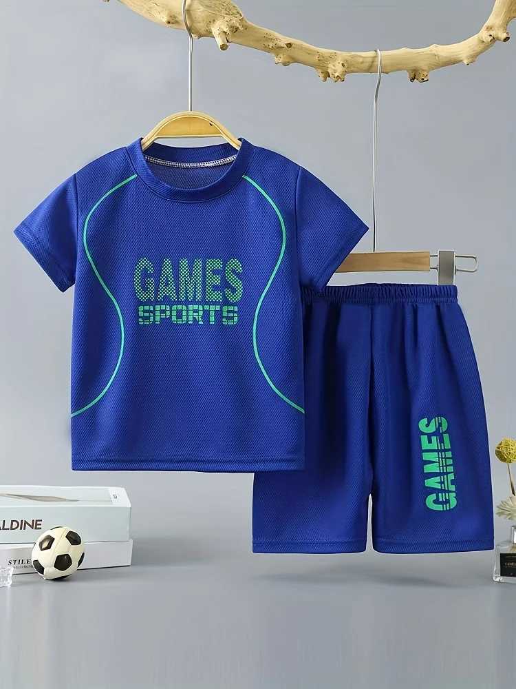 Clothing Sets Summer Baby Boy Clothes Set Kid Girls Breathable Letter Printed T-shirts And Shorts Suit Children Top Bottom Outfits Tracksuits H241214