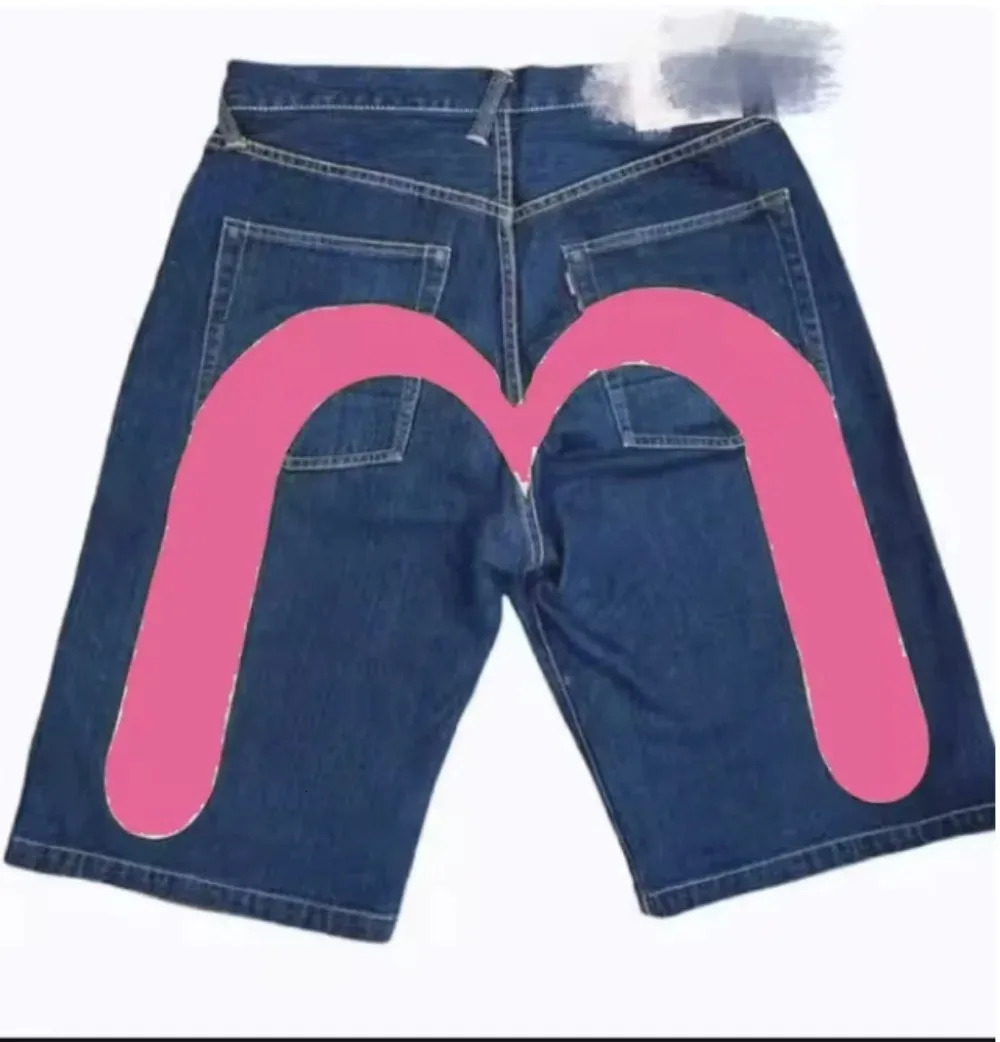 Retro Harajuku Hiphop Puppy Loose Denim Shorts Y2K Summer Gothic Basketball for Men and Women To Wear on The Street 241211