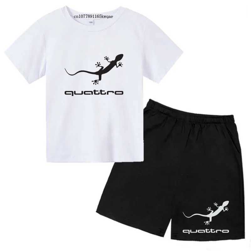 Clothing Sets Kids Funny Gecko Print Summer Casual Breathable T-shirts+Shorts 2pcs Suits 2-13Years Boys Girls Outfit Children Clothes Tee Sets H241214