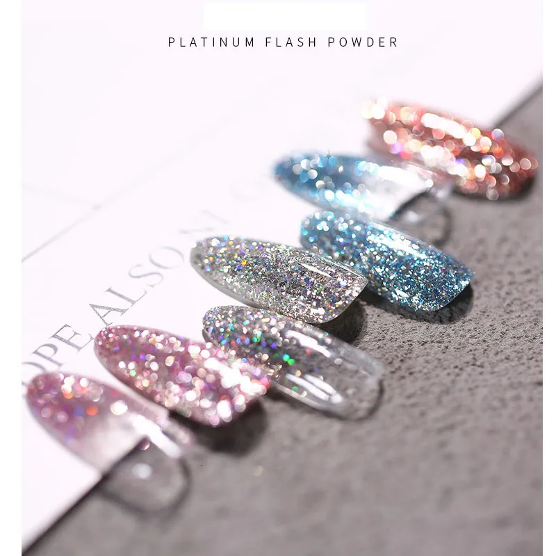 Nail Art DIY Platinum Powder 3D Mixed 8 Color Dust Sets Glitter Silver Sequins Flakes Manicure Decoration 241213