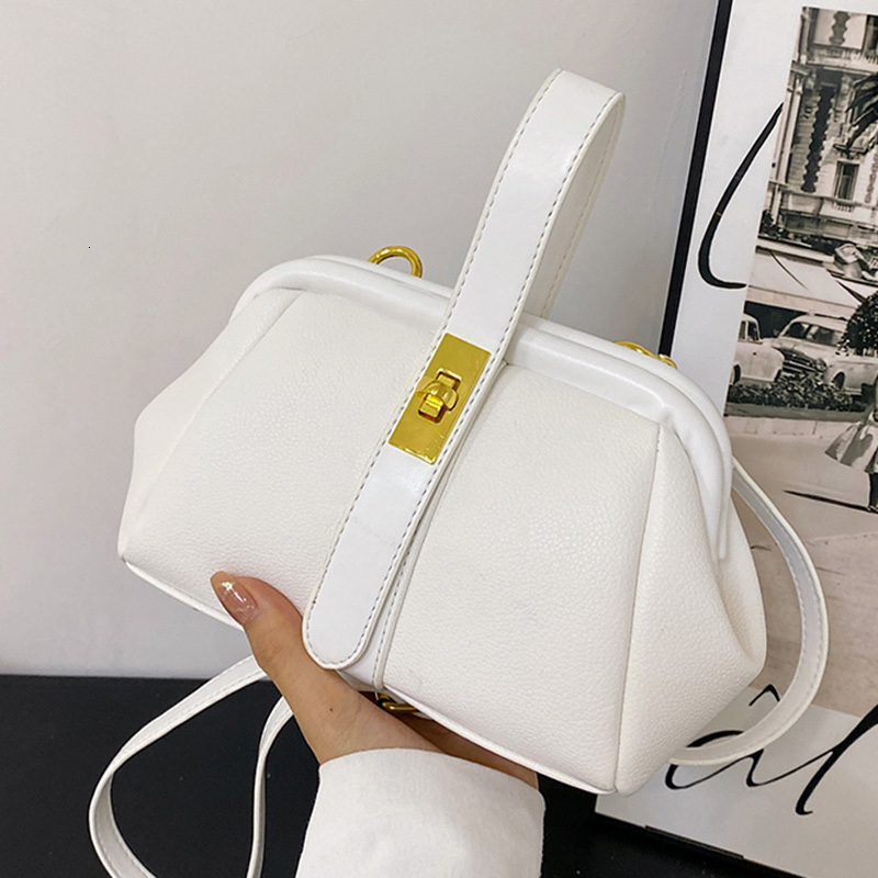 New designer orange PU leather small handbag shell clip womens gold blue cross trendy single shoulder bag