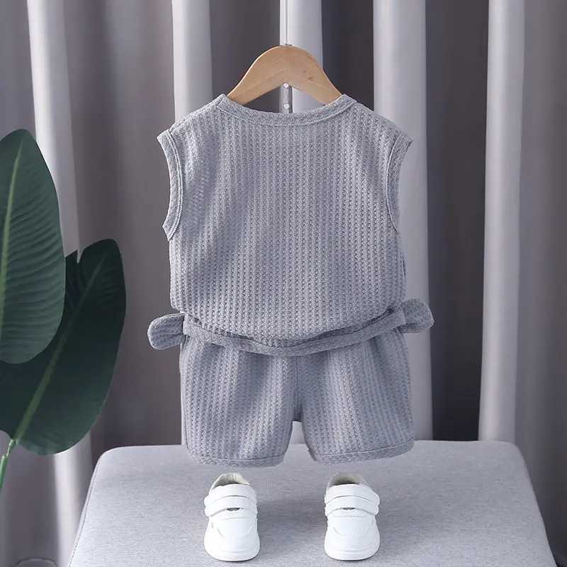 Clothing Sets New Fashion Children Boys Girls Bears Clothes Summer Baby O-Neck Vest Shorts 2Pcs/Set Infant Kids Cartoon Toddler Tracksuits H241214