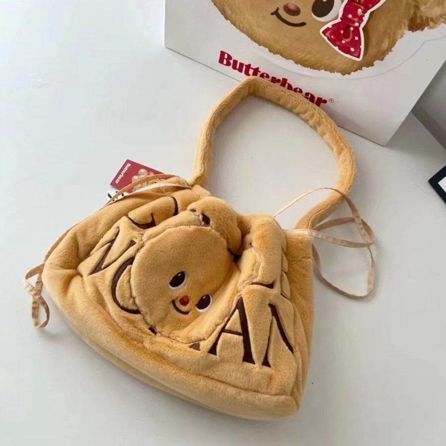 Brand Butter Teddy Bear Designer Plush Dumpling Bun Pulling Rope Suede Shoulder Bun Handbag