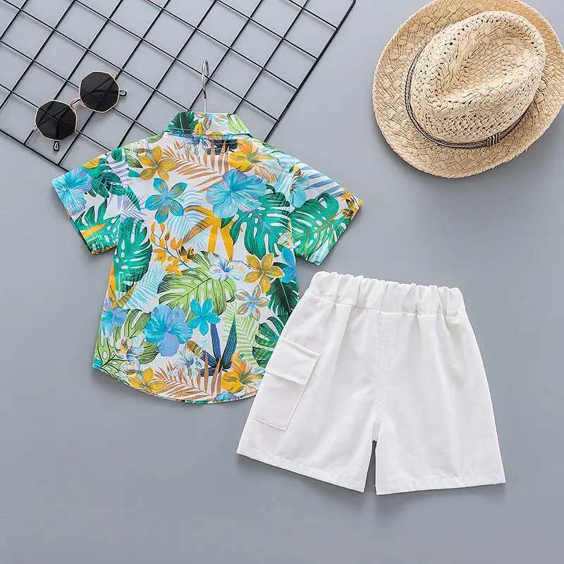 Clothing Sets New Summer Casual Full Printe Baby Boy Toddler Causal Clothes Shirt Pants 2Pcs/set Cotton Kids Outfits Clothing suit 0-5 years H241214