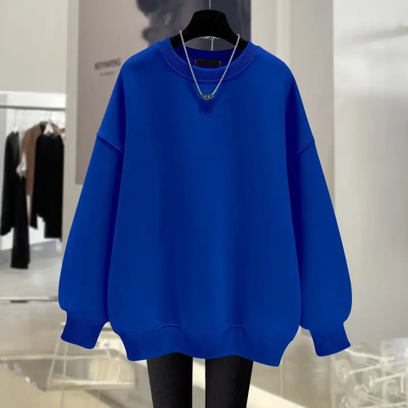 Korean Trend Woman Velvet Sweatshirts Casual High Street Unisex Oversize Style Crewneck Hoodies Fleece Warm Pullover Sportswear 241214