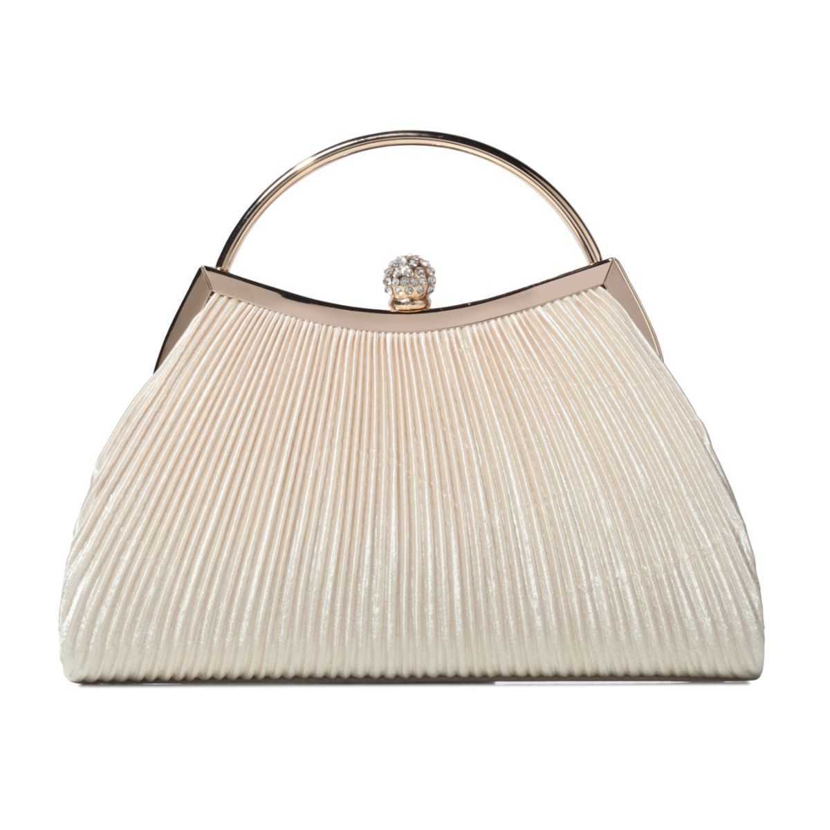 Clutch Bag Solid Color Pleated Hand-held Ring Fashionable Lock Closure Dinner Bag Substitute Chain Crossbody Bag Inlaid Diamond Bag 240920