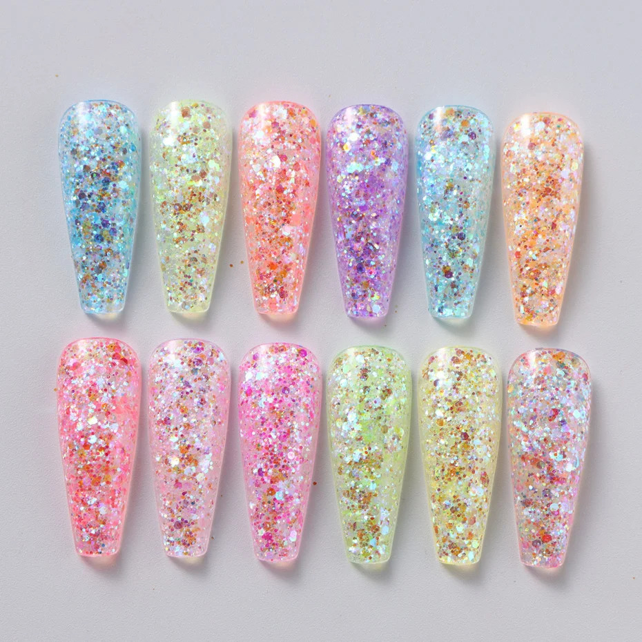 Sparkly Mermaid Nail Glitter Powder Sequins Crystal Mirror Hexagon Chrome Flakes Art Decoration Summer Manicure Supplies 241213