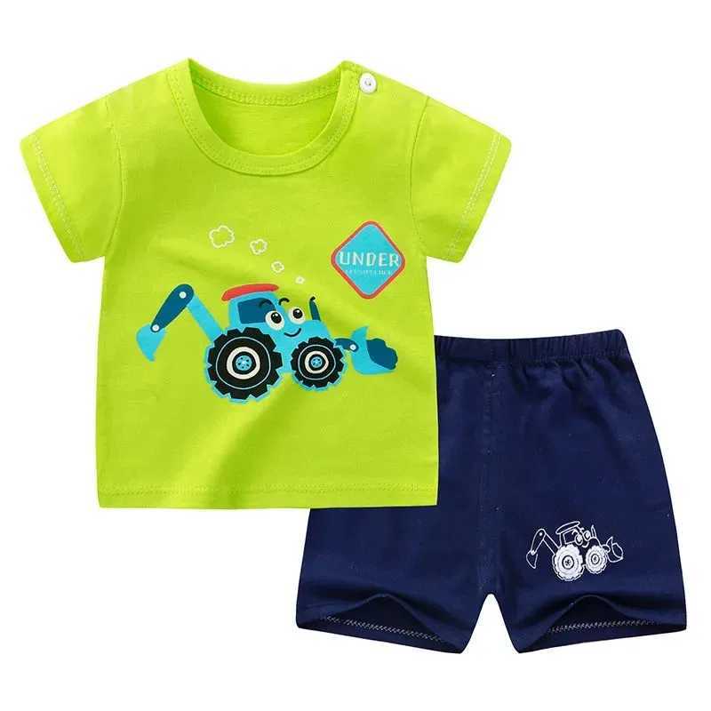 Clothing Sets Child Short Sleeve Tshirt Shorts Trendy Casual Clothing New Round Neck Tees Suits Boys Girls Cute Casual Loose Two Piece Set H241214