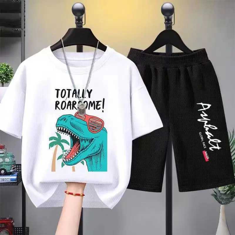 Clothing Sets Summer Baby Girls Clothes Set Children Boy Dinosaur Printed T-shirts and Shorts 2pcs Suit Casual Top Bottom Outfits Tracksuits H241214