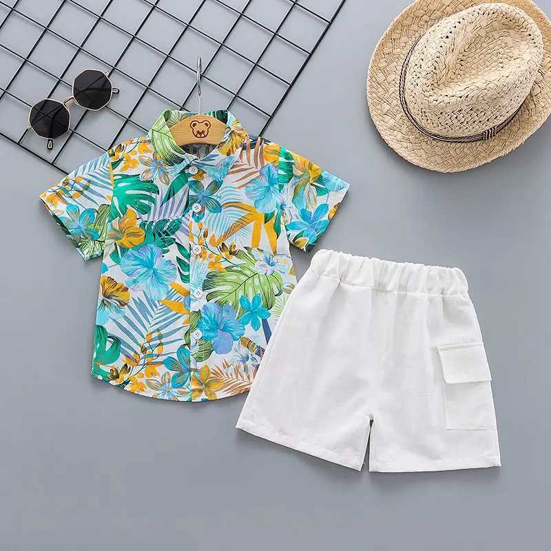 Clothing Sets New Summer Casual Full Printe Baby Boy Toddler Causal Clothes Shirt Pants 2Pcs/set Cotton Kids Outfits Clothing suit 0-5 years H241214