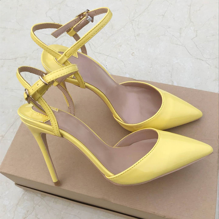 Wedding With Shallow Mouth Lemon Yellow Buckle, Fashionable And Versatile White High Heels, Women's Shoes For Quick Sale