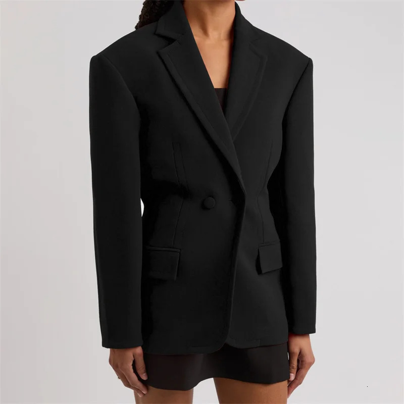 womens blazer winter in outerwears double breasted slim suit jacket High quality long sleeved top Womens coat 241209