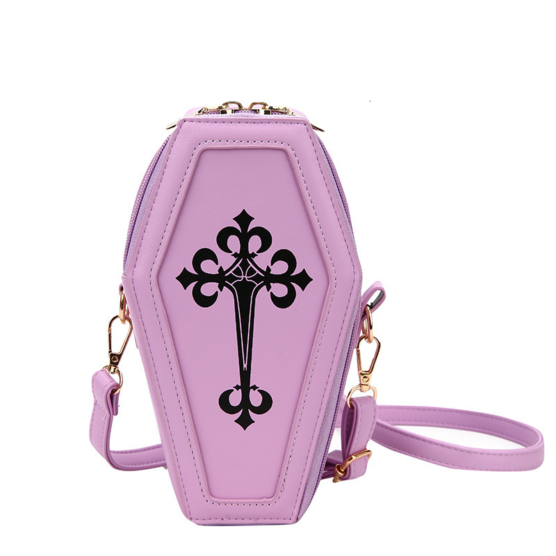 New Designer Retro Gothic Women's Characteristic Handbag Cross Cross Waist Bag Coffin Shaped Themed Party Wallet Diagonal Cross Bag