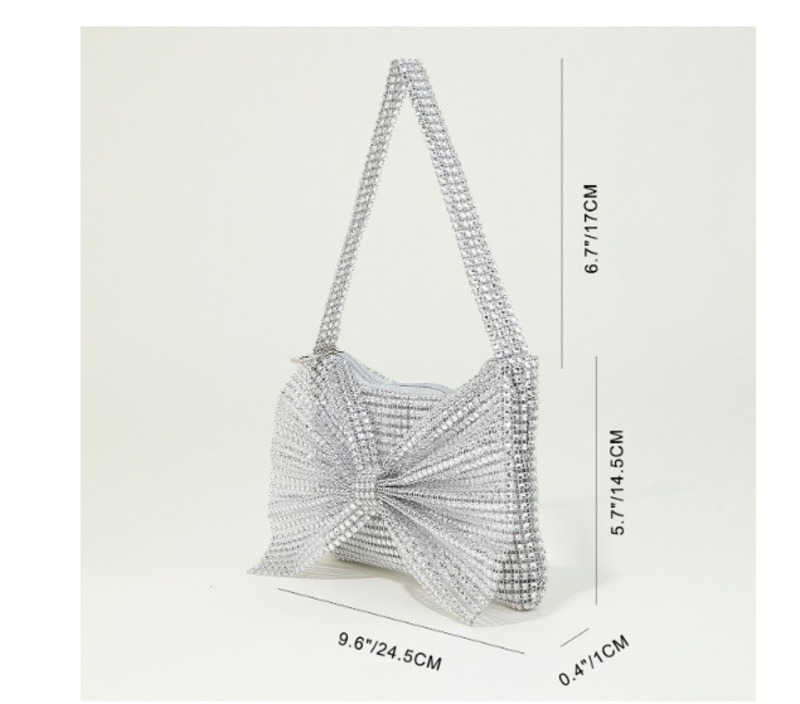 Clutch Bag New Shiny and Sparkling Water Diamonds with Diamonds and Bow Knot Decoration for a Small Design Mini Handheld Party Banquet Bag 240920