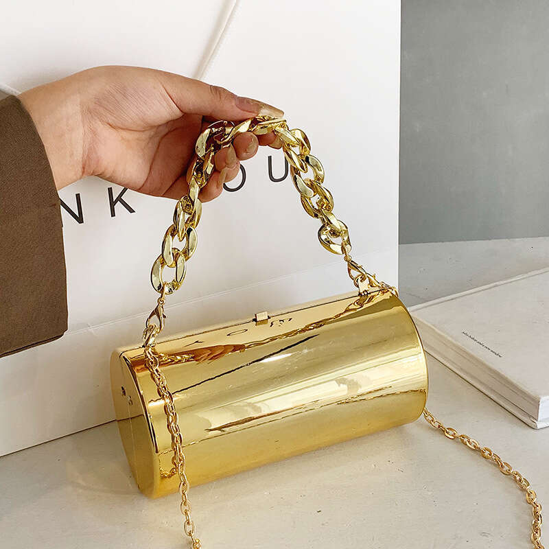 Ins internet celebrity shiny bread women's chain single shoulder crossbody cydrical niche pen holder bag women 2024 new casual fashion trend clot
