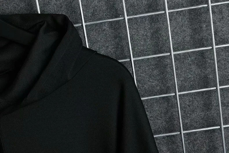 mens hoodie sweater autumn casual technical clothing hip-hop Harajuku hoodie mens ribbon patch work Japanese street clothing dark 241214