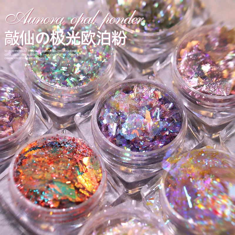 1 box of Aurora opal nail glitter gradient symphonic polarizer magic mirror mica powder DIY decoration 241213