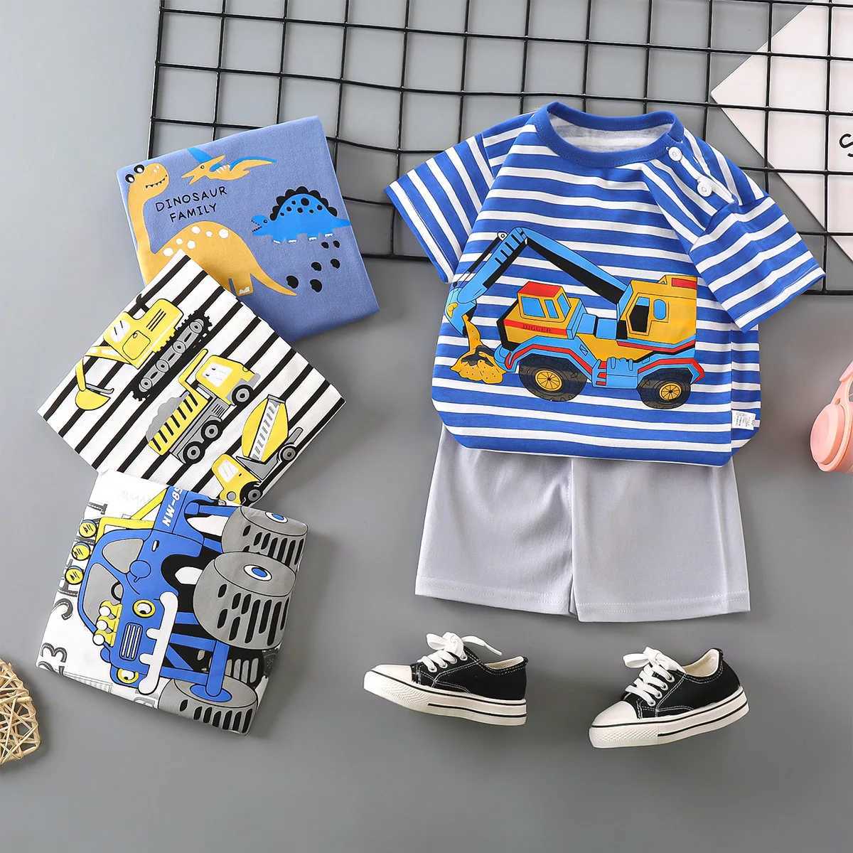 Clothing Sets Summer Childrens Short-Sleeved Suit Cotton Boys Girls Clothing Set Version Of Baby Clothes Girls T-shirt Children clothing H241214